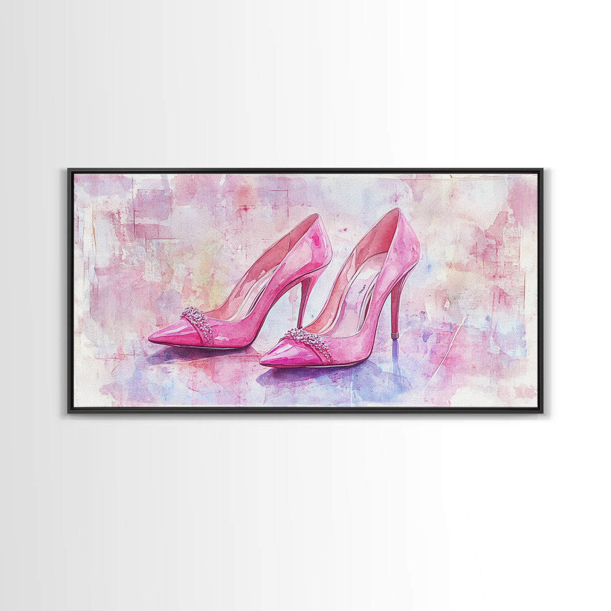 Glamorous Pink High Heels Canvas Print, Fashion Art, Whimsical Room Decor, Light Pink Wall Art, Feminine and Stylish Bedroom Art