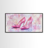 Glamorous Pink High Heels Canvas Print, Fashion Art, Whimsical Room Decor, Light Pink Wall Art, Feminine and Stylish Bedroom Art