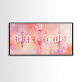 Elegant Chandeliers Canvas Print Romantic Lighting Artwork Pink Orange Wall Art Living Room Aesthetic Rustic Home Decor Artwork
