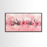 Floral Garland Canvas Print California Poppy Art Horizontal Wall Art Rustic Decor Farmhouse Style Wildflower Painting Gift Idea