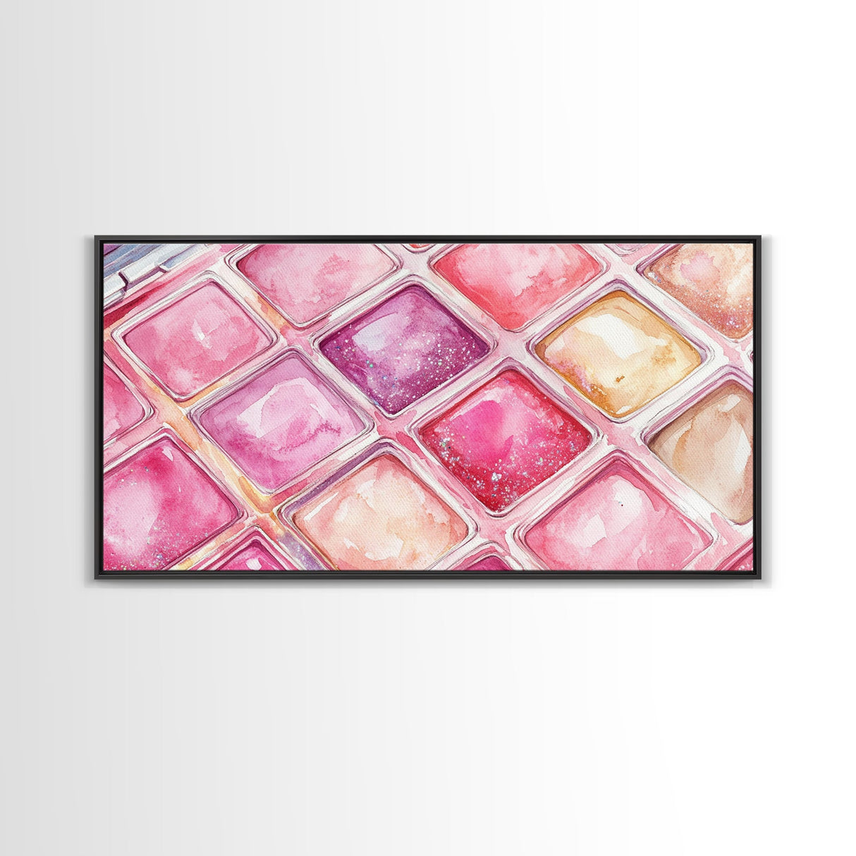 Shimmery Pink Palette Canvas Print Minimalist Makeup Art Light Pink Wall Art Dorm Room or Beauty Studio Aesthetic Gift Idea