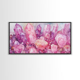 Pink Gemstone Art Framed Canvas Print Sacred Geometry Wall Art Whimsical Art Vertical Wall Art Bedroom Decor Unique Gift Idea