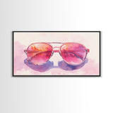 Retro Sunglasses Art Canvas Print | Fun Pink Wall Art | Whimsical Framed Canvas Print | Boho Chic Decor | Gift Idea | Dorm Room Art