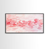 Floating Petals Canvas Print | Light Pink Wall Art | Romantic Minimalist Decor | Framed Canvas Print Gift Idea | Living Room Art