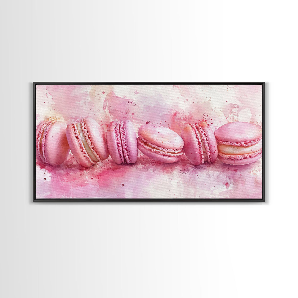 Pink Macarons Canvas Print | Whimsical Art, Food Review Kitchen Art, Light Pink Wall Art, Rustic Decor, Kitchen Wall Art, Dining Room Decor