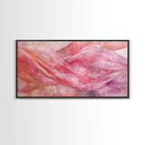 Sheer Pink Fabric Abstract Painting as Light Pink Wall Art Aesthetic on Framed Canvas Print, Modern Bedroom or Living Room Accent