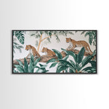 Tropical Leopard Trio Canvas Print Rustic Wall Art Botanical Jungle Decor Leopard Wall Art Above Sofa Art Gift Idea