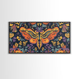 Mystical Butterfly Mandala Framed Canvas Print, Whimsical Art Decor, Colorful Bohemian Wall Art, Sacred Geometry, Dreamy Bedroom Art