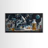Science Art Framed Canvas Print, Microscope Molecular Wall Decor, Unique Therapy Art, Coastal Modern Living Room Art Gift Idea