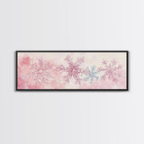 Hand-Painted Snowflake Art Canvas Print, Christmas Rustic Winter Wall Decor, Light Pink Abstract Artwork, Cozy Living Room Art Gift