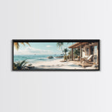 Tropical Beach Framed Canvas Print Coastal Landscape Art Nautical Decor Relaxing Living Room Wall Art Panoramic Seascape Painting
