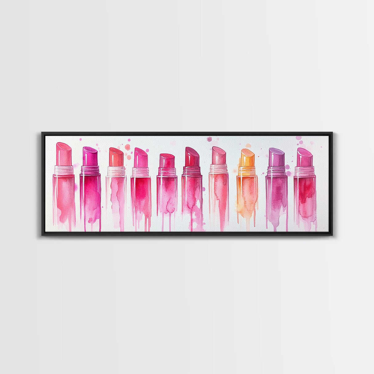 Vibrant Lipstick Shades Canvas Print, Pink Makeup Wall Art, Feminine Bedroom Decor, Whimsical Beauty Room Artwork Gift Idea