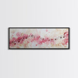 Pink Musical Notes Canvas Print, Rustic Abstract Artwork for Living Room, Nostalgic Art Nouveau Style, Horizontal Wall Art Decor