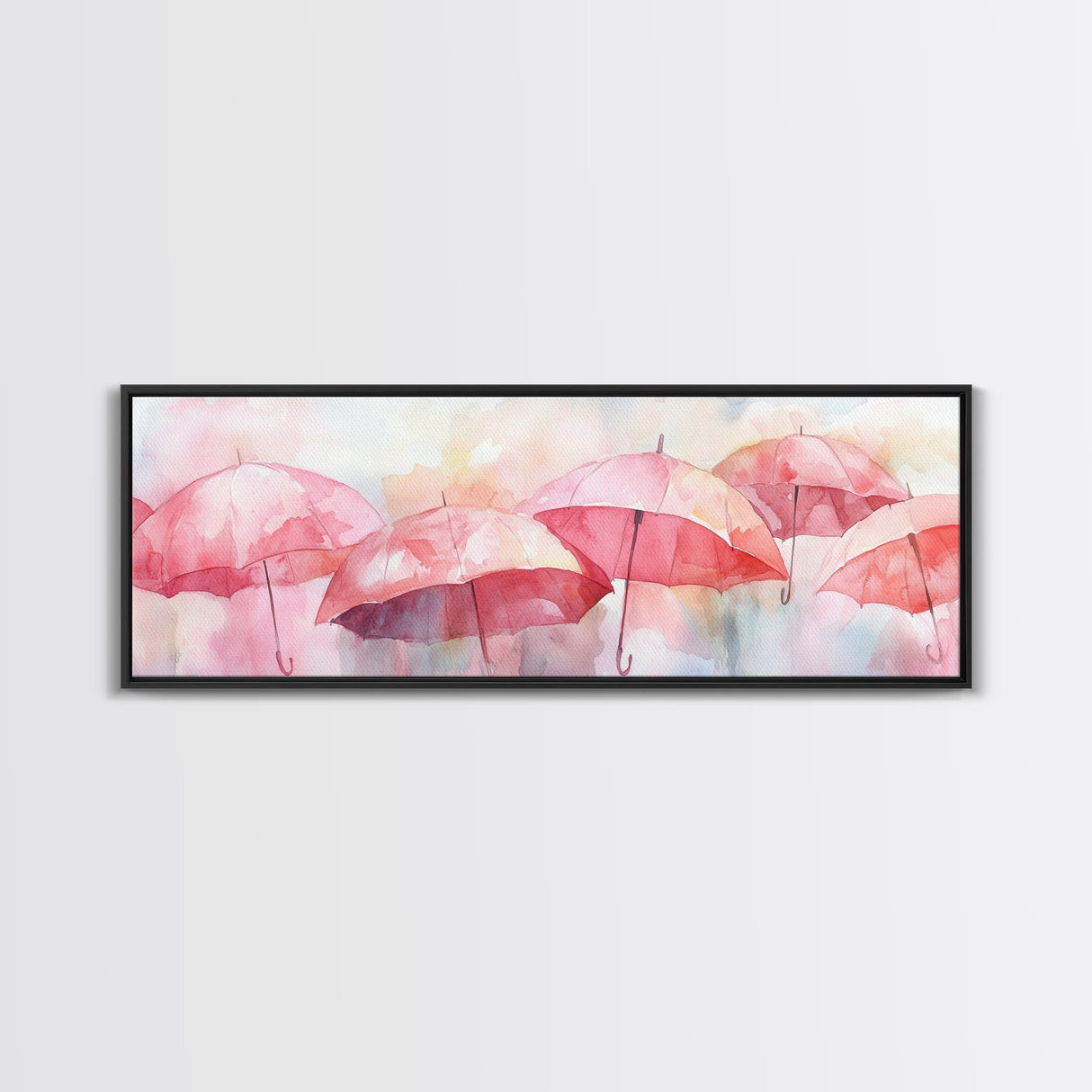 Umbrella Canvas Print Featuring Light Pink Abstract Art, Boho Minimalist Decor, Romantic Living Room or Guest Room Coastal Wall Art