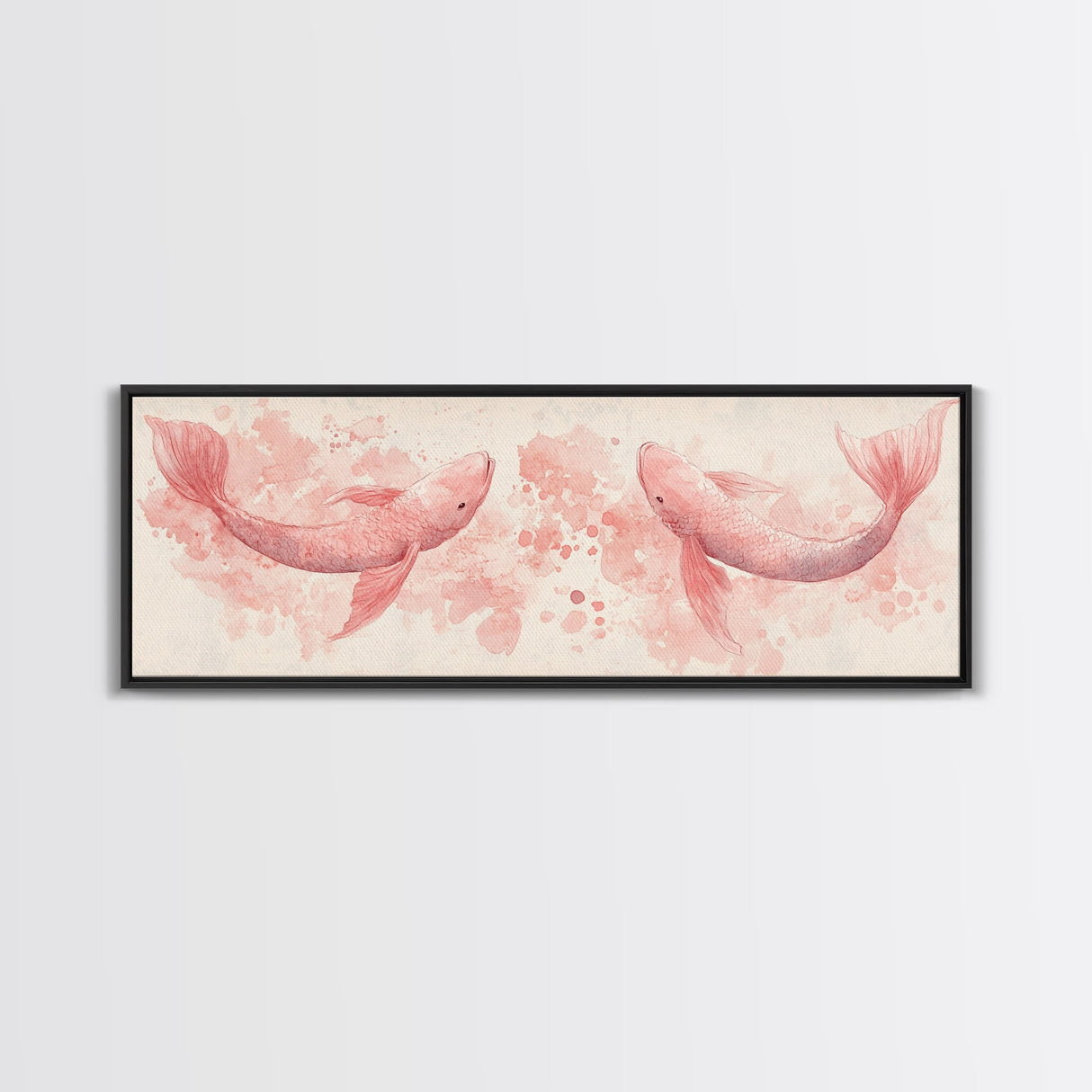 Koi Fish Canvas Print Light Pink Wall Art Whimsical Art Bedroom Decor Living Room Art Cottagecore Aesthetic Horizontal Wall Art