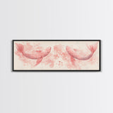 Koi Fish Canvas Print Light Pink Wall Art Whimsical Art Bedroom Decor Living Room Art Cottagecore Aesthetic Horizontal Wall Art