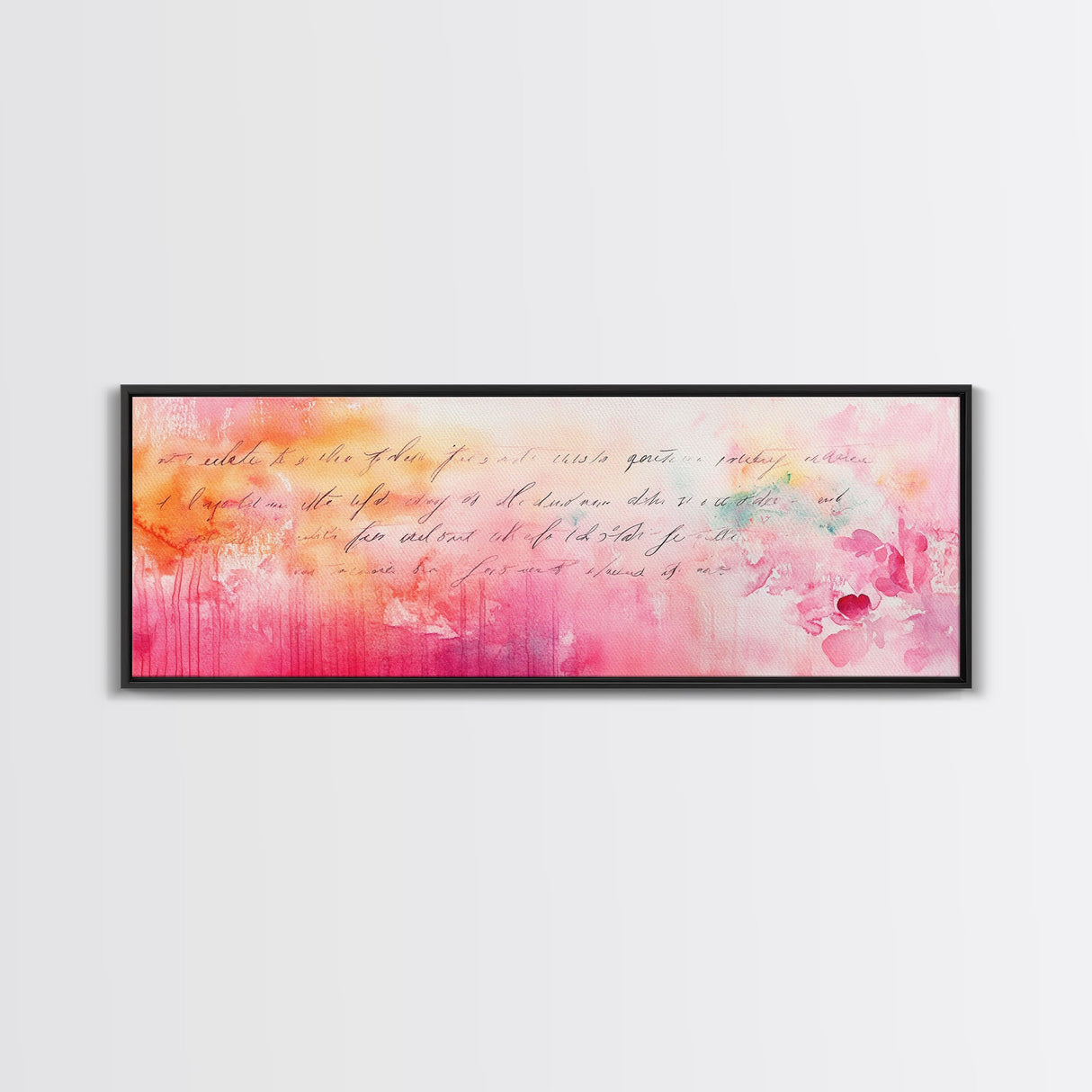 Abstract Script Canvas Print Pink Orange Wall Art Light Pastel Decor Modern Bedroom Artistic Boho Minimalist Horizontal Art