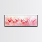 Origami Cranes Canvas Print Pink Wall Art Whimsical Decor Artistic Living Room Boho Minimalist Style Bedroom Gift Idea Artwork
