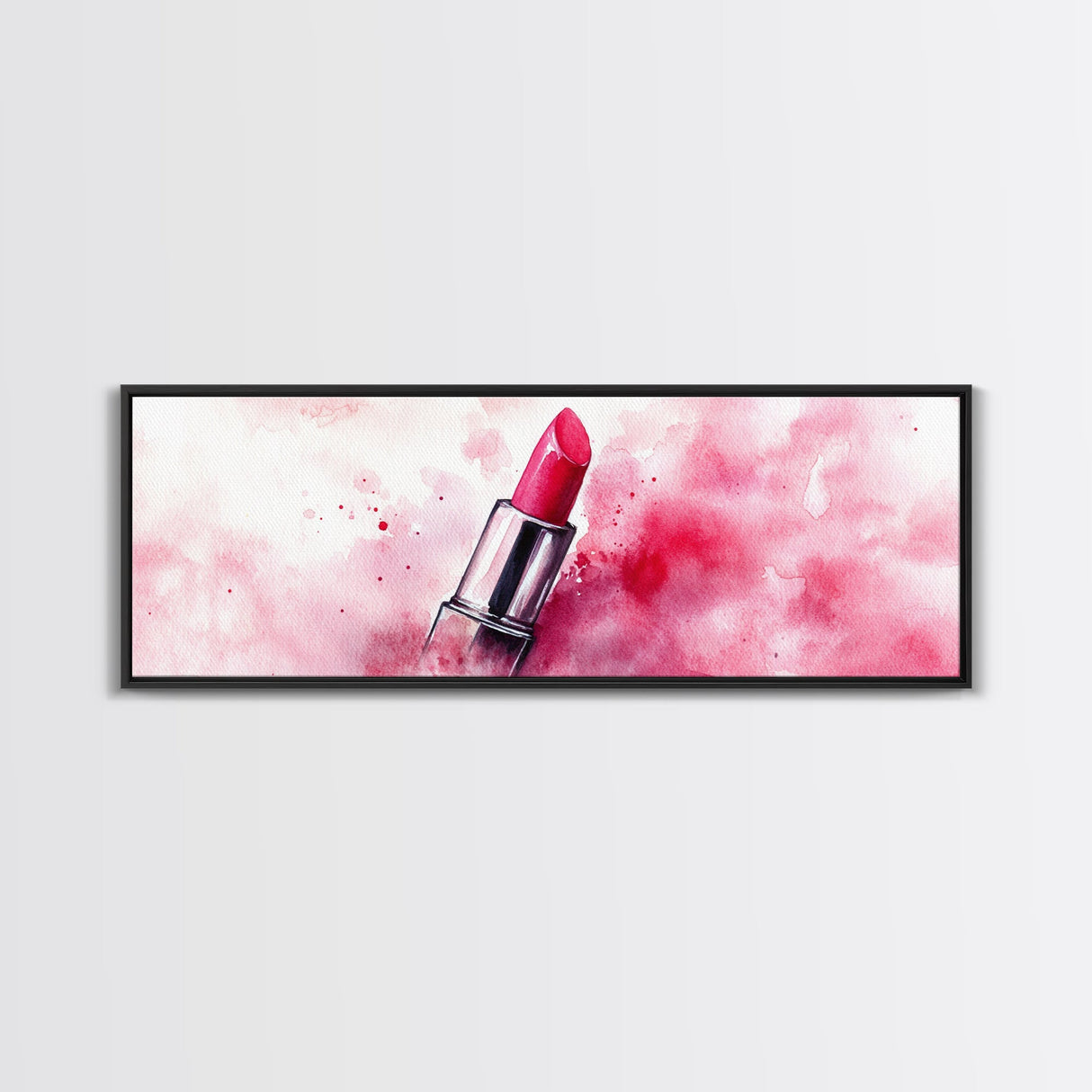 Pink Lipstick Art Canvas Print, Modern Makeup Wall Art, Feminine Decor, Light Pink Abstract Art, Whimsical Beauty Art