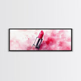 Pink Lipstick Art Canvas Print, Modern Makeup Wall Art, Feminine Decor, Light Pink Abstract Art, Whimsical Beauty Art