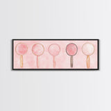 Minimalist Mirrors Framed Canvas Print Light Pink Wall Art Geometric Art Whimsical Art Modern Bedroom Decor Skinny Wall Art