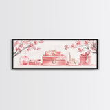 Cherry Blossom Canvas Print, Botanical Framed Canvas Art, Light Pink Wall Art, Bedroom or Guest Room Art, Feminine Nature-Inspired Decor