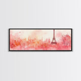 Eiffel Tower Blush Sky Canvas Print, Paris Landscape Art, Light Pink Wall Art, Romantic Artwork, Gift Idea For Her, Extra Wide Art