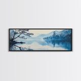 Serene Blue Lake Landscape Canvas Print, Pine Tree Art, Smoky Mountain Art, Coastal Landscape Art, Bedroom Art, Gift Idea For Him
