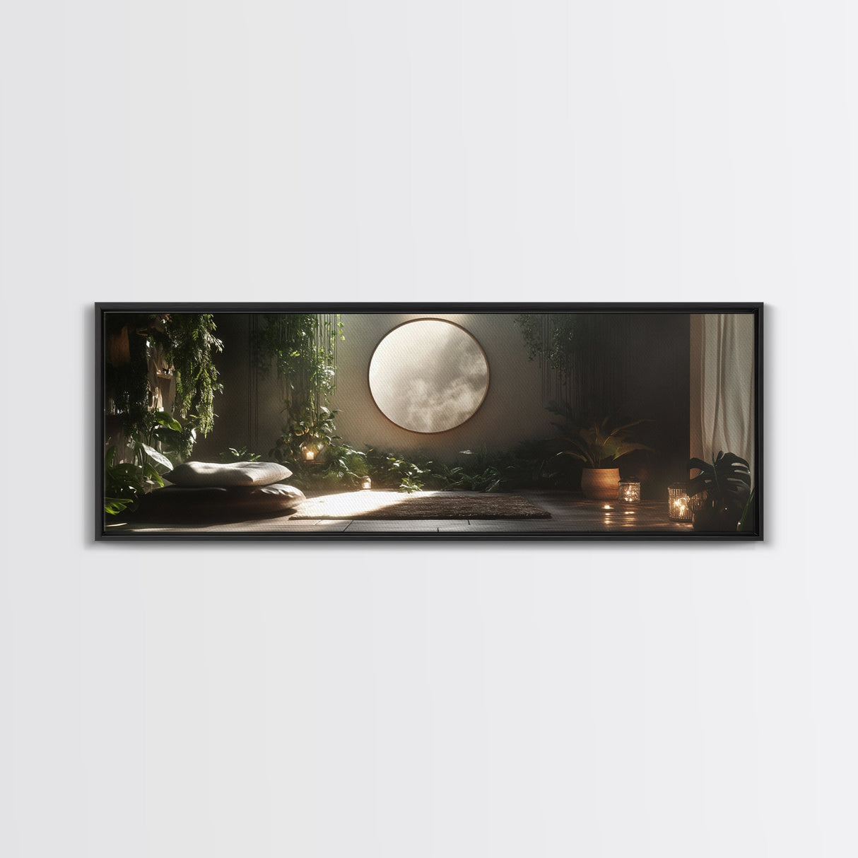 Zen Canvas Print Minimalist Indoor Jungle Art Peaceful Boho Decor Relaxing Yoga Art Bedroom Wall Art Nature Inspired