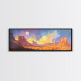 Desert Moonlight Glow Canvas Print, Moody Art, Above Couch Wall Art, Southwest Painting, Bedroom Art, Rustic Wall Decor, Gift Idea