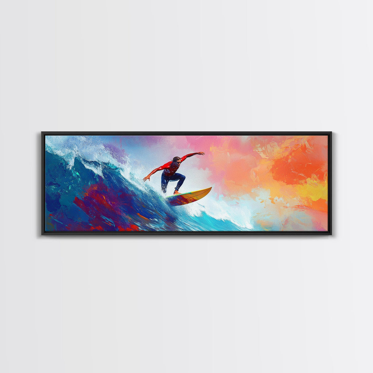 Coastal Canvas Print of Abstract Surf Wall Art with Bright Blue Waves, Nautical Painting, Coastal Cowgirl Wall Art, Gift Idea