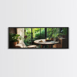 Greenhouse Kitchen Canvas Print, Rustic Dining Art, Botanical Garden Wall Artwork, Natural Farmhouse Decor, Light Filled Wabi Sabi Style