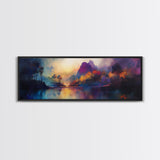 Dreamy Canvas Print Fall Landscape Art Mountain Mist Moody Panoramic Rustic Above Couch Extra Wide Wall Art Bedroom Decor