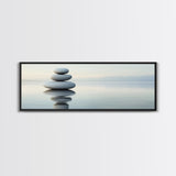 Zen Inspired Framed Canvas Print Minimalist Art Stacked Stones Calming Wabi Sabi Style Living Room Decor Neutral Wall Art