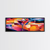 Martini Glass Framed Canvas Print Martini Wall Art Abstract Modern Cocktail Art Kitchen Bar Decor Bold Geometric Wall Artwork