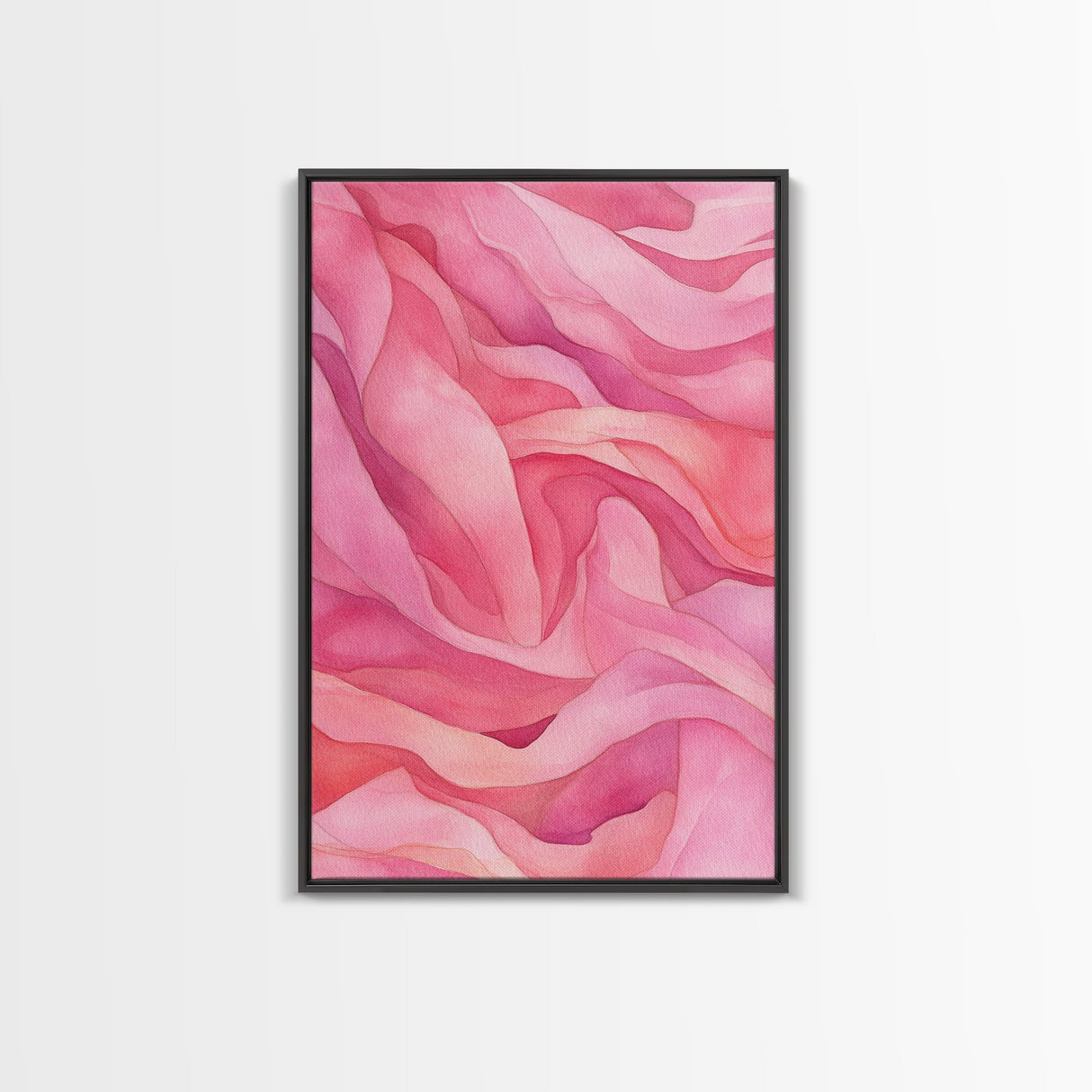 Flowing Abstract Pink Wave Art Framed Canvas Print | Feminine and Minimalist Bedroom or Living Room Aesthetic | Whimsical Art Decor