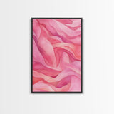 Flowing Abstract Pink Wave Art Framed Canvas Print | Feminine and Minimalist Bedroom or Living Room Aesthetic | Whimsical Art Decor