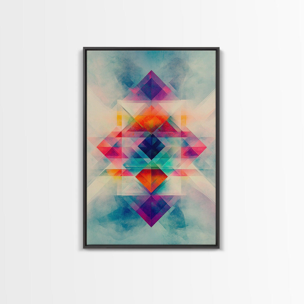 Sacred Geometry Art Framed Canvas Print Sacred Patterns Wall Decor Moody Abstract Geometric Wall Art Living Room Zen Artwork Gift