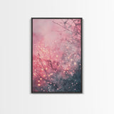 Soft Pink Glow Framed Canvas Print | Cherry Blossom Painting | Light Pink Wall Art | Wabi Sabi Art | Above Sofa Decor | Living Room Art