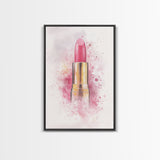 Radiant Pink Lipstick Canvas Print | Feminine Wall Art | Makeup Lover Decor | Modern Minimalist Art | Bathroom Accent | Gift Idea Her