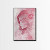 Romantic Portrait Framed Canvas Print Featuring Angels Wall Art Pink Abstract Art Elegant Bedroom Living Room Boho Aesthetic