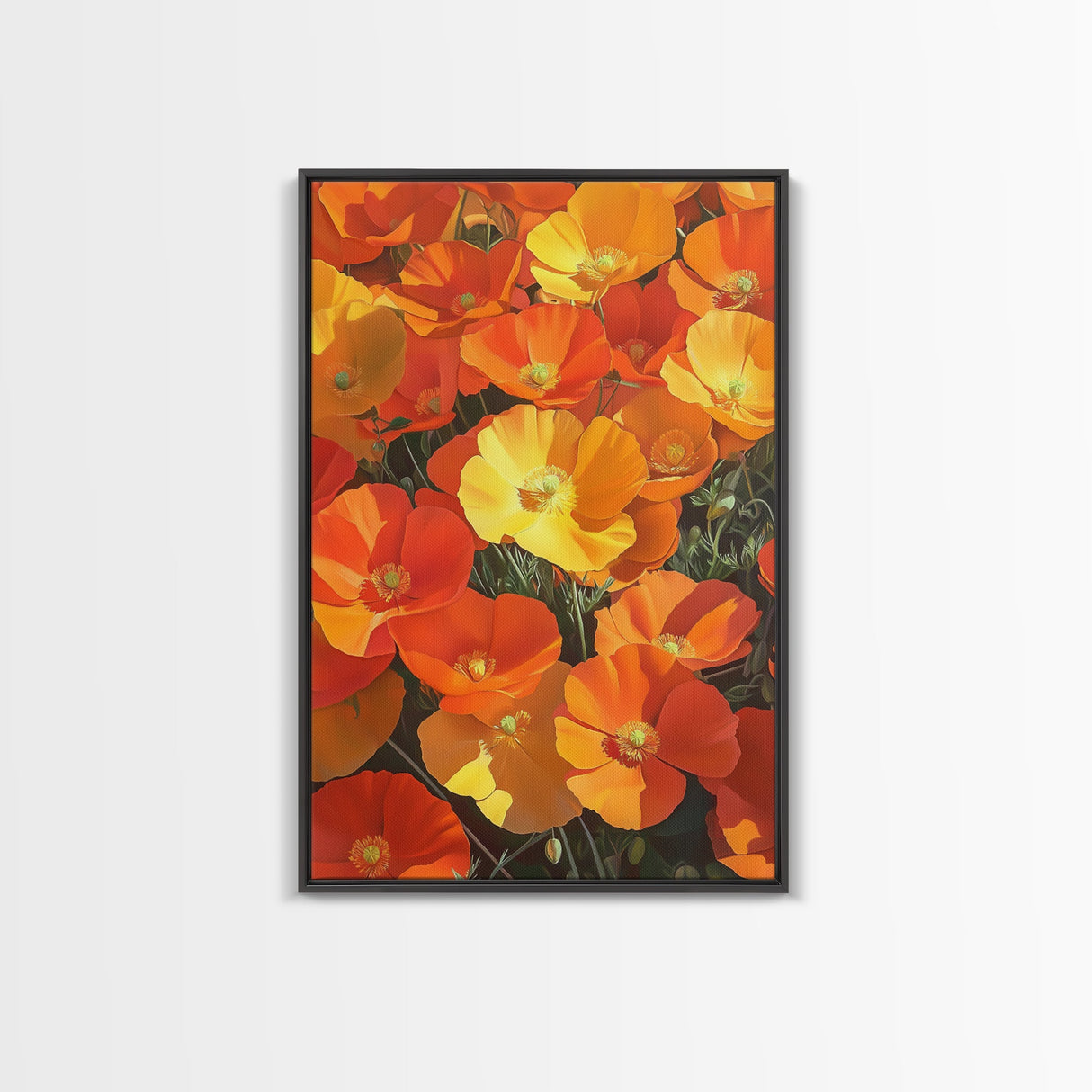 Vibrant Poppy Canvas Print with California Wildflower Art, Bright Floral Rustic Decor, Farmhouse Nature Landscape for Living Room