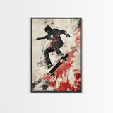 Energetic Skater Canvas Print with Urban Graffiti Wall Art and Bold Street Style Decor, Perfect for Living Room Accent Walls