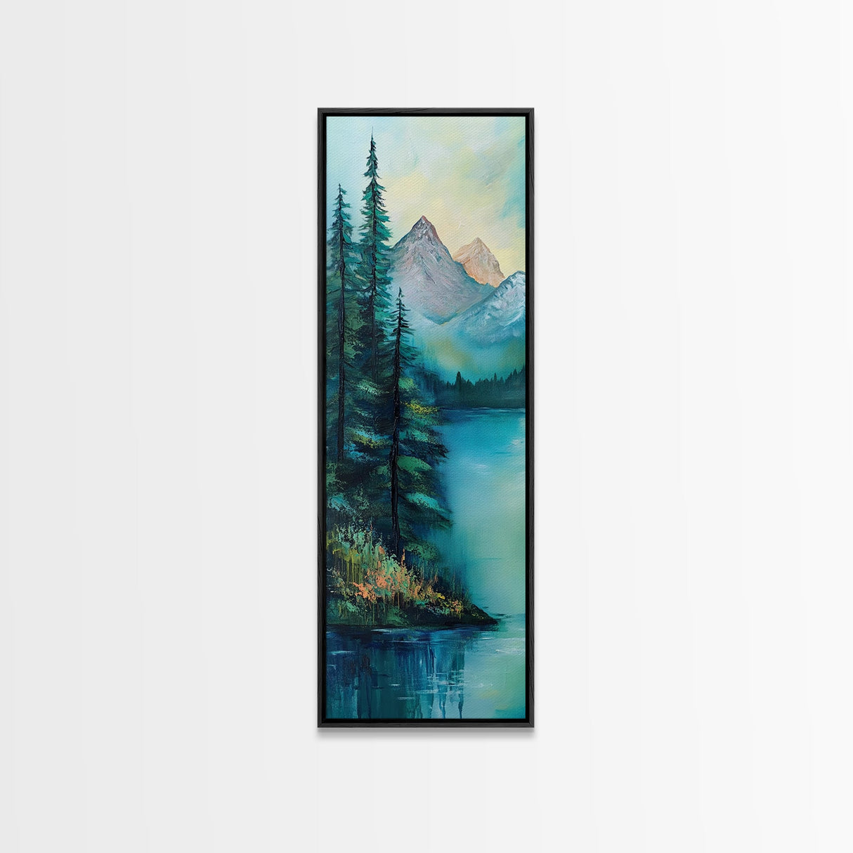Landscape  Lake, nature oil painting, framed canvas print, landscape painting, lake Tahoe art, moody art, tall narrow art