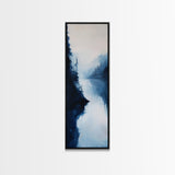 Misty Lake, pine tree art, moody art, mountain painting, wabi sabi art, blue and green wall art, Framed Canvas Print, rustic wall art