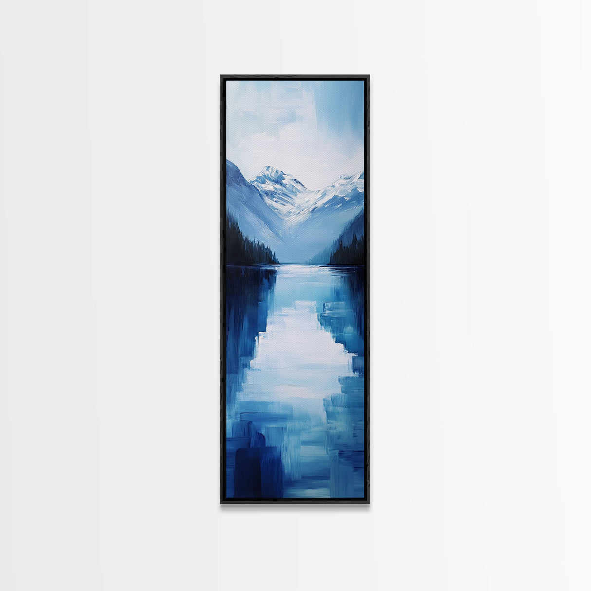 Alpine Lake, smoky mountain art, extra wide art, nature wall art, minimalist art, rustic decor, Canvas Print, above bed wall art