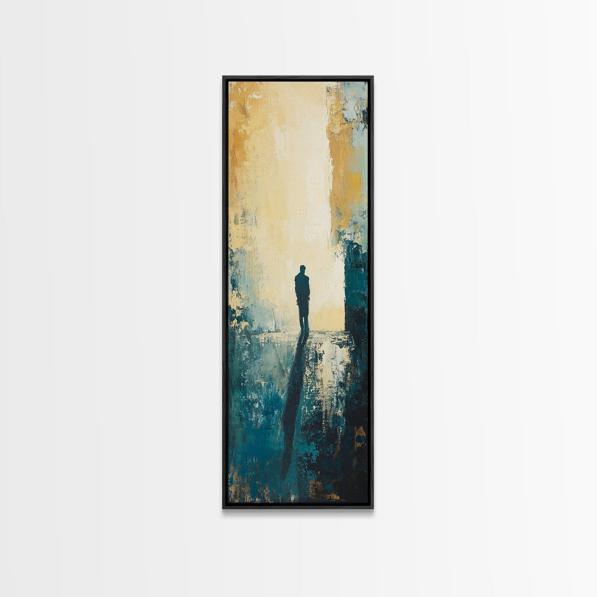 Lone Figure, Dark Romance Painting, Moody Art, Extra Wide Art, Wabi Sabi Art, Vintage Christmas, Framed Canvas Print