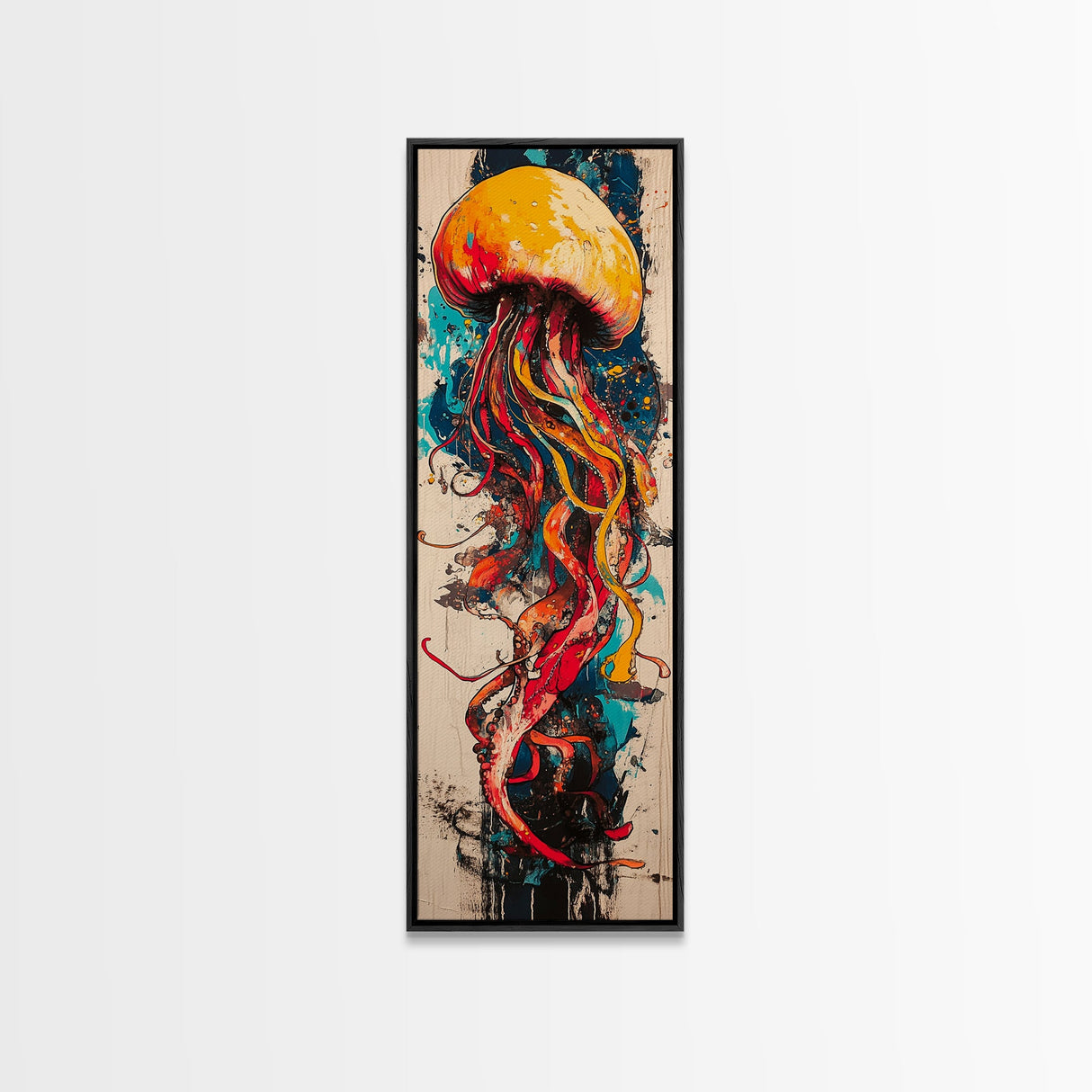 Jellyfish Painting, Ocean Art, Moody Art, Nautical Decor, Coastal Cowgirl Wall Art, Christmas, Framed Canvas Print, Bedroom Art
