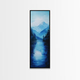 Lake Tahoe Art, Canvas Print, pine tree art, mountain painting, rustic decor, above couch art, panoramic painting, bedroom art
