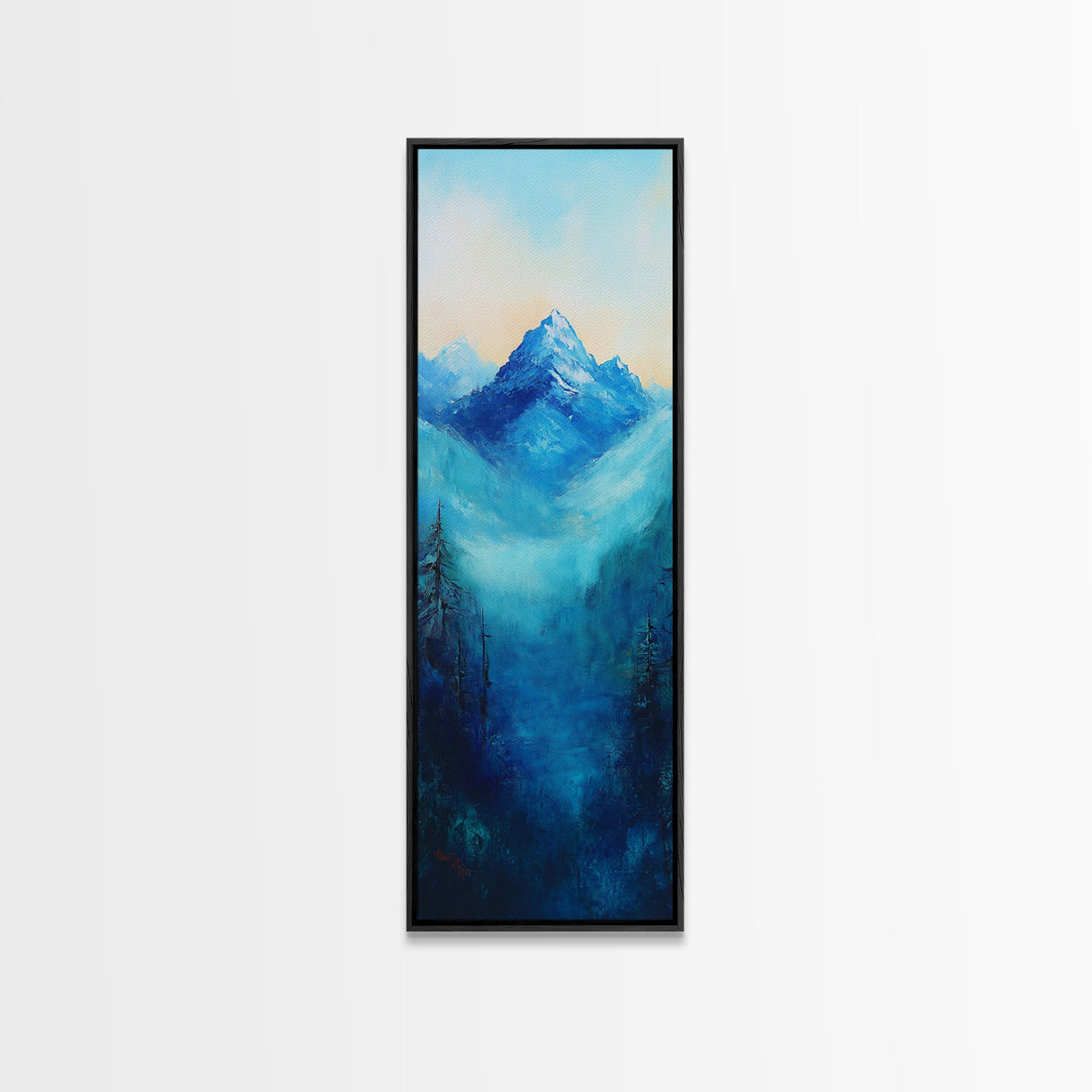 Rustic Art, Canvas Print, smoky mountain art, pine tree art, blue and green wall art, extra wide art,  above bed wall art